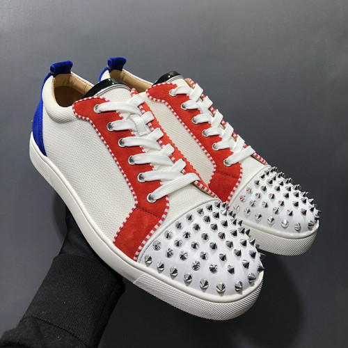 Christian Louboutin Mens Shoes Luxury Brand Red Bottom Design Louis Junior Spikes Flat with Original Box CL sneakers