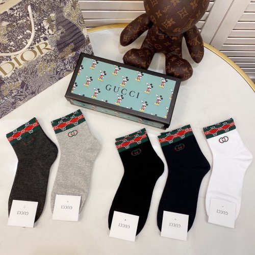 Gucci Socks 5 Pairs with Original Box Luxury Brand Breathable Gucci Sock