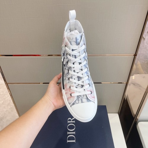 Dior Mens Shoes Sneakers Casual Luxury Brand B23 HIGH-TOP SNEAKER Dior Oblique Canvas with Original Box 3SH118ZMK_H761