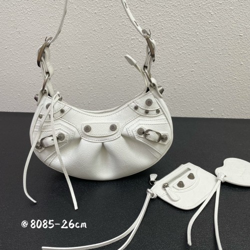 Balenciaga Le Cagole Womens Bags Luxury Brand Balenciaga WOMEN'S LE CAGOLE XS SHOULDER BAG IN WHITE