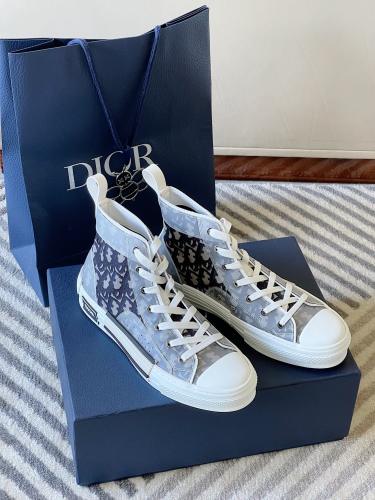 Dior Mens Shoes Sneakers Casual Luxury Brand B23 HIGH-TOP SNEAKER Dior Oblique Canvas with Original Box 3SH118ZMK_H761