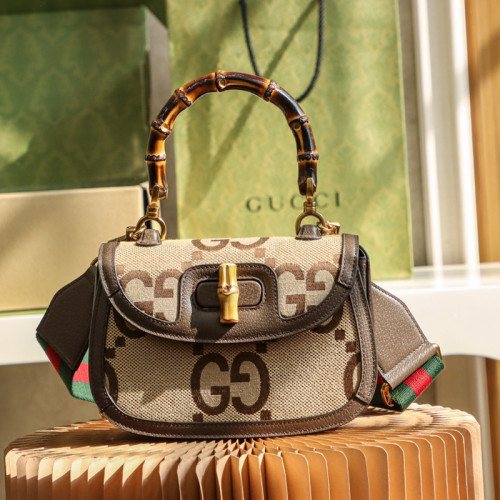 Gucci Womens Bags Handbags Shoulder Messenger Bags Luxury Brand Gucci Bamboo 1947 jumbo GG small top handle bag 675797 UKMDT 2570 with Original Box