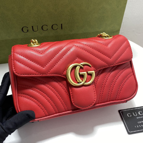 Gucci Womens Bags Shoulder Messenger Bag Luxury Brand Gucci GG Marmont matelassé mini bag with Original Box 446744 DTDIT 6433
