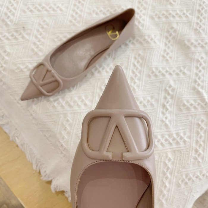 Valentino Women Shoes Mule Flip Flop Sandals VLOGO SIGNATURE CALFSKIN PUMP FLAT with Original Box Luxury Brand