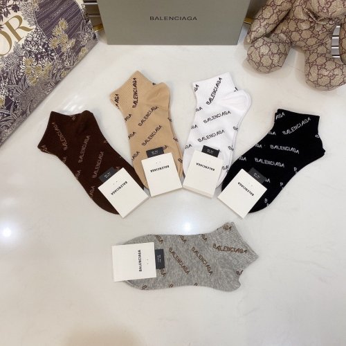 Balenciaga Socks 5 Pairs with Original Box Luxury Brand Breathable Balenciaga Sock