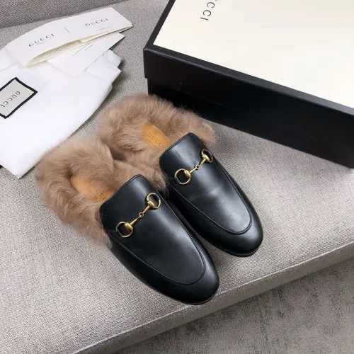 Gucci Womens Shoes Ballerina Flat Luxury Brand Princetown Sandals Plus Velvet with Original Box Genuine Leather Sole
