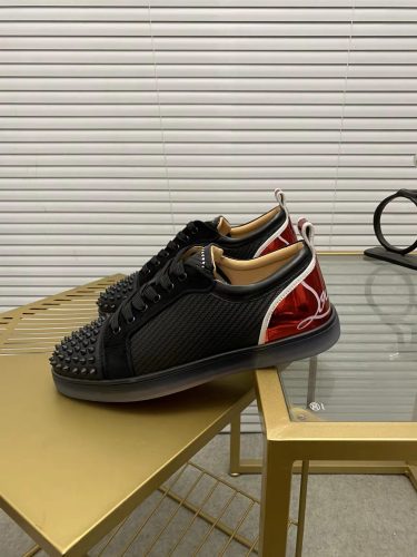 Christian Louboutin Womens Shoes Luxury Brand Red Bottom Design Louis Junior Spikes Flat with Original Box CL sneakers