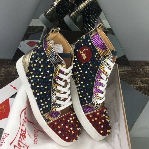Christian Louboutin Mens Shoes Luxury Brand Red Bottom Design Louis Junior Spikes Flat with Original Box CL sneakers