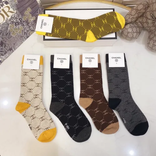Chanel Socks 5 Pairs with Original Box Luxury Brand Breathable Chanel Sock