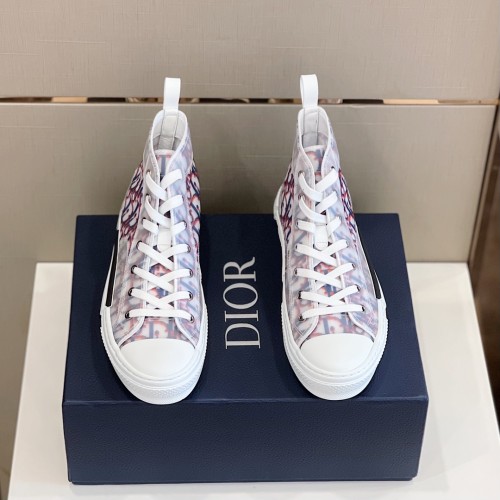 Dior Mens Shoes Sneakers Casual Luxury Brand B23 HIGH-TOP SNEAKER Dior Oblique Canvas with Original Box 3SH118ZMK_H761