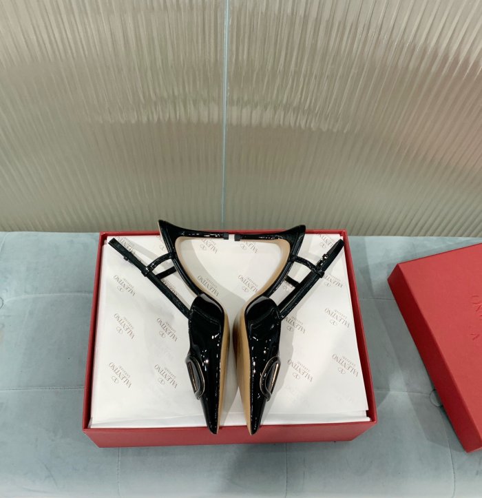 Valentino Women Shoes Mule Flip Flop Sandals VLOGO SIGNATURE CALFSKIN SLINGBACK PUMP 80 MM / 3.15 IN. with Original Box