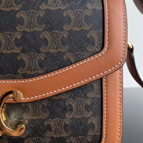Celine Womens Bag TEEN TRIOMPHE BAG IN TRIOMPHE CANVAS AND CALFSKIN