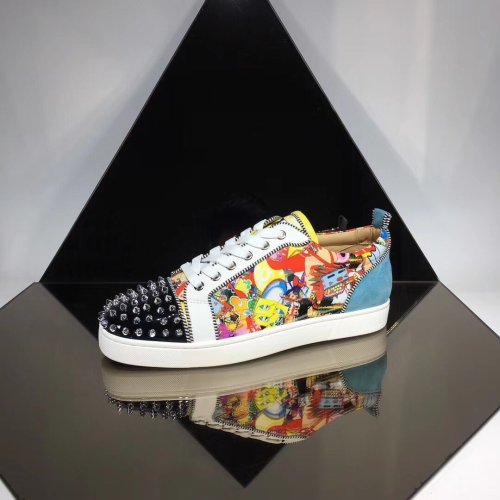 Christian Louboutin Mens Shoes Luxury Brand Red Bottom Design Louis Junior Spikes Flat with Original Box CL sneakers
