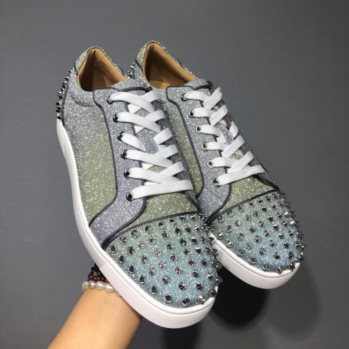 Christian Louboutin Mens Shoes Luxury Brand Red Bottom Design Louis Junior Spikes Flat with Original Box CL sneakers