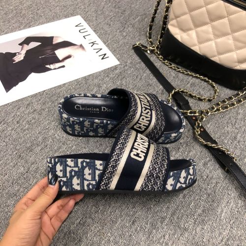 Dior Women Shoes Sandals Slippers Luxury Brand Thick Sole Womens Slippers with Original Box