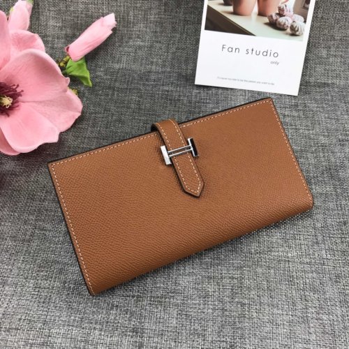 Hermes Womens Mens Wallets Purse Bearn Clutch Leather Design Coin Bag with Original Box