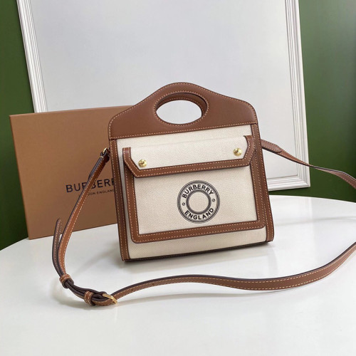 Burberry Womens Bag Mini Logo Graphic Canvas and Leather Pocket Bag