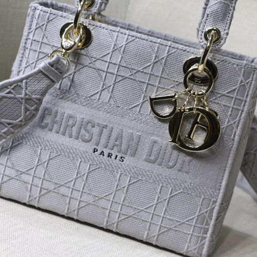 Dior Womens Bags Handbags Luxury Fashion Medium Lady D-Lite Bag Denim Blue Cannage Embroidery M0565OREY_M49E with Original Box