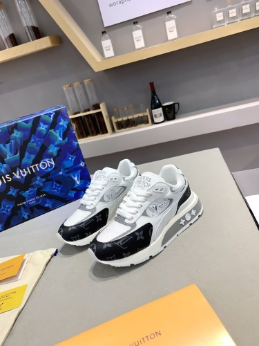 Louis Vuitton Men Shoes Sports RUN AWAY SNEAKER Running Design Luxury Brand with Original Box Mesh and suede calf leather 1A9J0M