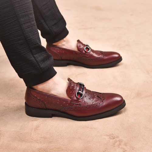 Gucci Mens Shoes Leather Design Luxury Brand Business Dress Shoes for Men with Original Box