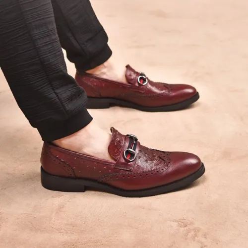 Gucci Mens Shoes Leather Design Luxury Brand Business Dress Shoes for Men with Original Box