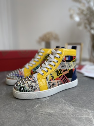 Christian Louboutin Mens Shoes Luxury Brand Red Bottom Design Louis Junior Spikes Flat with Original Box CL sneakers