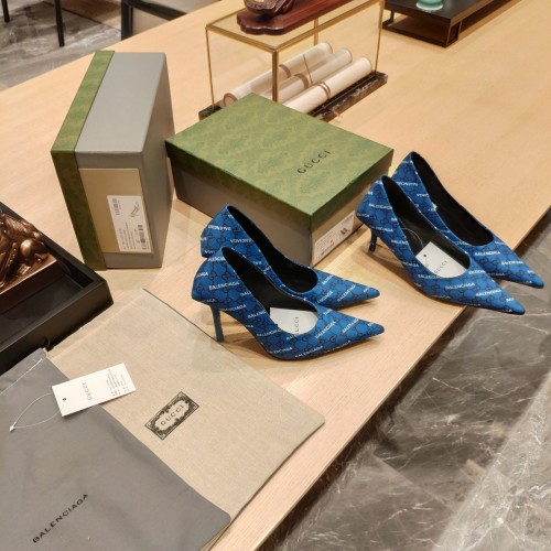 Gucci x Balenciaga Womens Shoes Slingback Pumps High Heel Luxury Brand Wedding Fashion Shoes for Women with Original Box