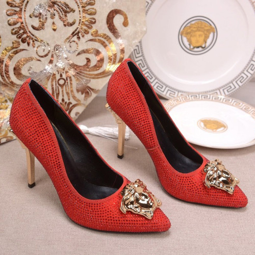 Versace Brand Womens Sandals Shoes Leather Big Size LA MEDUSA PATENT SAFETY PIN LEATHER PUMPS High Heel Design Luxury Brand Sandals for Women