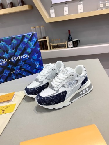 Louis Vuitton Men Shoes Sports RUN AWAY SNEAKER Running Design Luxury Brand with Original Box Mesh and suede calf leather 1A9J0M