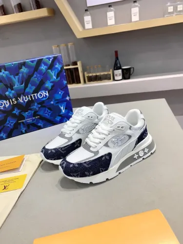 Louis Vuitton Men Shoes Sports RUN AWAY SNEAKER Running Design Luxury Brand with Original Box Mesh and suede calf leather 1A9J0M