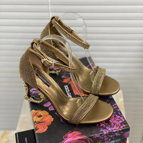 Dolce & Gabbana Womens Shoes Lurex Sandals with Sculpted Heel 9cm