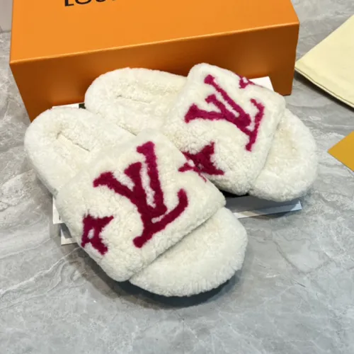 Louis Vuitton Womens Shoes Slide Slippers for Winter Wool Fabric Luxury Brand Designer PASEO FLAT COMFORT MULE with Original Box