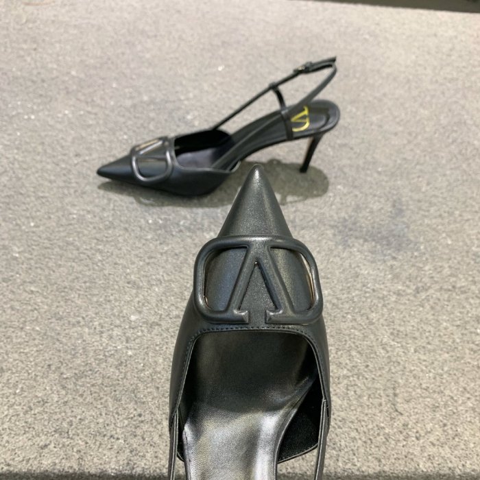 Valentino Women Shoes Mule Flip Flop Sandals VLOGO SIGNATURE CALFSKIN SLINGBACK PUMP 80 MM / 3.15 IN. ZW2S0R01MZF0NO with Original Box