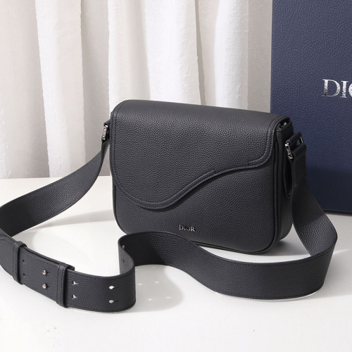 Dior Mens Bags Shoulder Messenger Bags Luxury Brand Dior MINI SADDLE MESSENGER BAG Black Grained Calfskin with Original Box 1ADME130YMJ_H00N