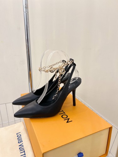 Louis Vuitton Womens Shoes Sandals Slippers Leather Design Luxury Brand MANSION SL.BACK PUMP 9cm Heel Fashion Sandals with Original Box 1A964O