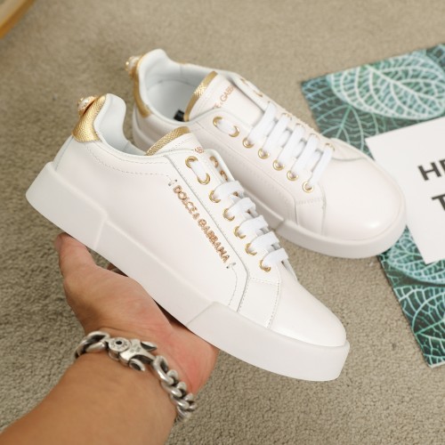 Dolce&Gabbana Womens Mens Shoes Fashion Sneakers Luxury Brand Calfskin Nappa Portofino Sneakers With Lettering CK0159AN2988B996