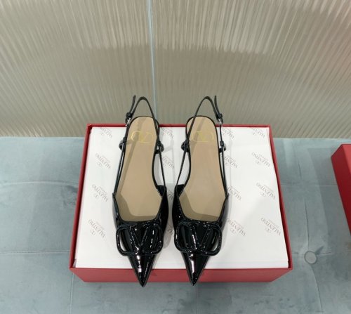 Valentino Women Shoes Mule Flip Flop Sandals VLOGO SIGNATURE CALFSKIN SLINGBACK PUMP Flat with Original Box Luxury Brand