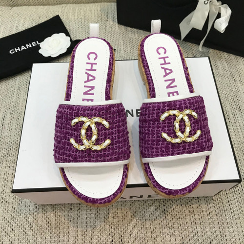 Chanel Womens Shoes Mules Tweed