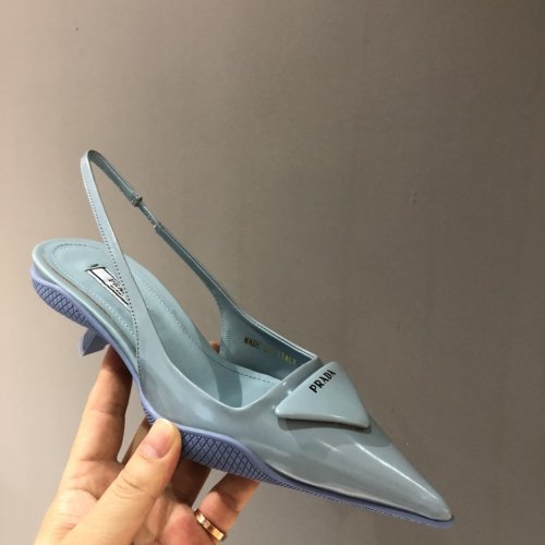Prada Womens Shoes Brushed Leather Slingback Pumps