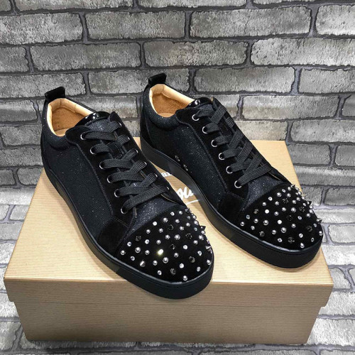 Christian Louboutin Mens Shoes Luxury Brand Red Bottom Design Louis Junior Spikes Flat with Original Box CL sneakers