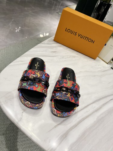 Louis Vuitton Womens Shoes Sandals Slippers Luxury Brand Louis Vuitton JUMBO FLATFORM MULE with Original Box 1A9QYY