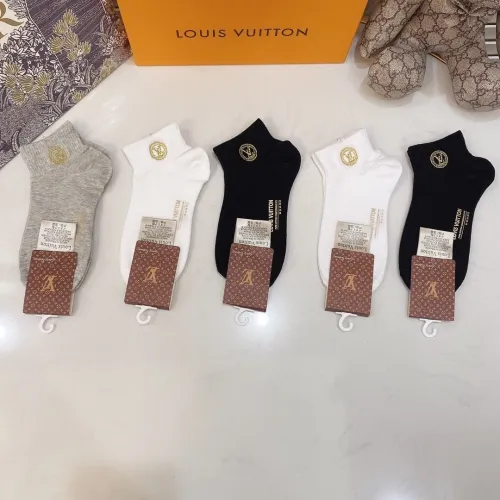 Louis Vuitton Socks 5 Pairs with Original Box Luxury Brand Breathable LV Sock