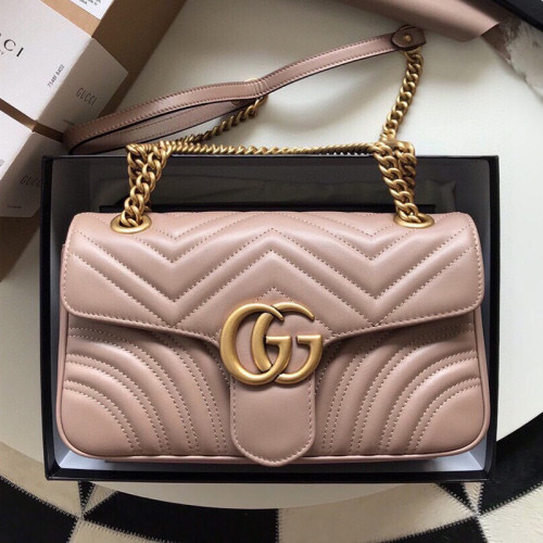 Gucci Womens Bags Shoulder Messenger Bag Luxury Brand Dusty Pink Leather GG Marmont Matelassé Shoulder Bag 443497 DTDIT 5729