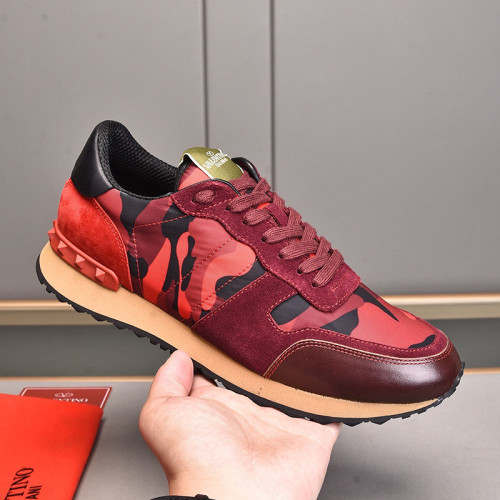 Valentino Men Shoes Fashion Design Luxury Brand ROCKRUNNER CAMOUFLAGE LAMINATED STUDDED SNEAKER with Original Box