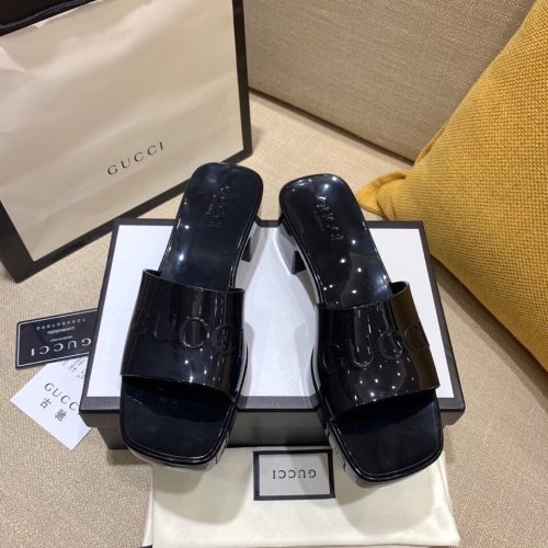 Gucci Womens Shoes Sandals Slides Slippers Luxury Brand Thick Sole 5cm Heel Design Women's GG slide sandal with Original Box