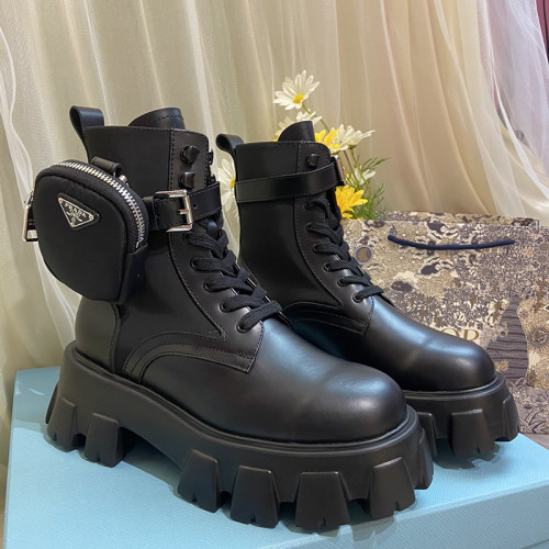 Prada Women Shoes Boots Luxury Brand Outdoor Sneakers Monolith Re-Nylon Gabardine Booties 1T549M_1YFL_F0002_F_055