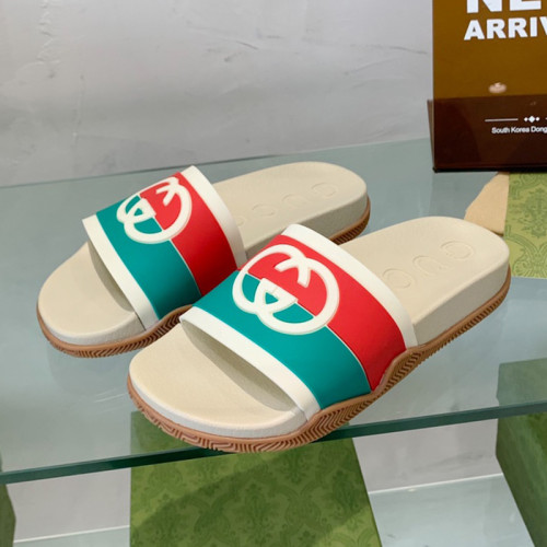 Gucci Mens Shoes Flat Sandals Slippers Luxury Brand Men's Web rubber slide sandal with Original Box 429469 GIB10 9079