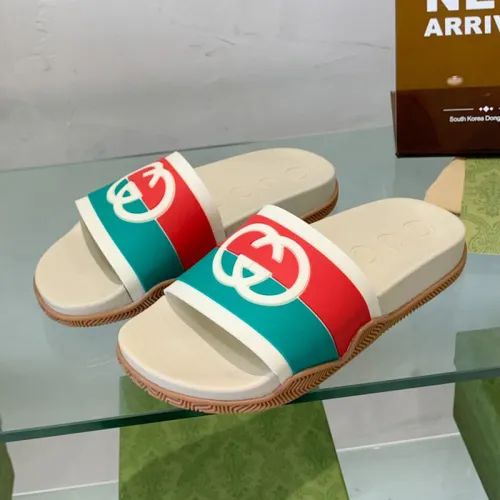 Gucci Mens Shoes Flat Sandals Slippers Luxury Brand Men's Web rubber slide sandal with Original Box 429469 GIB10 9079