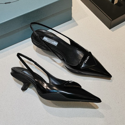 Prada Womens Shoes Brushed Leather Slingback Pump Luxury Brand Design 1I565M_055_F0002_F_A045 with Original Box