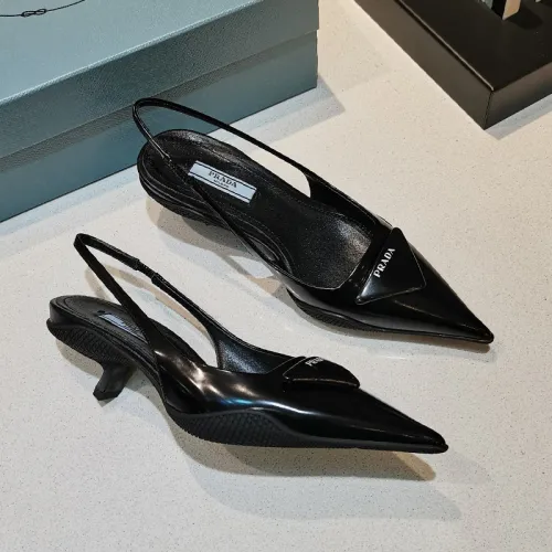 Prada Womens Shoes Brushed Leather Slingback Pump Luxury Brand Design 1I565M_055_F0002_F_A045 with Original Box
